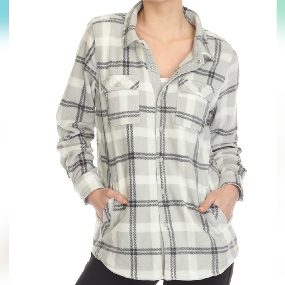 Gray and white flannel shirt Jacket,  NEW